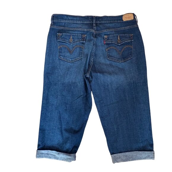 Levis Vintage Denim Capris Size 14 Mid-Rise Blue Jeans Rolled Hem Levi Strauss C - Picture 7 of 9